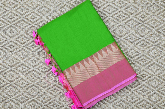 Picture of Green and Pink Pure Cotton saree