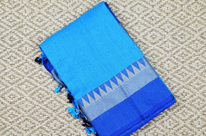 Picture of  Sky Blue and Royal Blue Pure Cotton saree