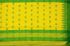 Picture of Yellow and Green Pure Cotton saree with Allover Butta and Temple Border