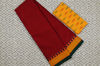 Picture of Maroon with Mustard Yellow and Green Border Plain Style Pure Kanchi Cotton saree