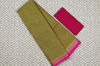 Picture of "Small Checks Dual Shade Olive Green with Pink Mango, Rudraksh and Peacock Border Pure Kanchi Cotton saree"