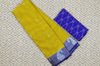 Picture of Olive Yellow and Violet Pure Kanchi Cotton Saree with Silver Zari Butta and Mango Motifs Border