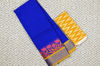 Picture of Royal Blue and Yellow with Pink Floral Motifs and Zari Kaddi Border Pure Kanchi Cotton saree
