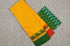 Picture of Yellow With Green and Red Mango Motifs and Zari Kaddi Ganga Jamuna Border Pure Kanchi Cotton saree