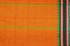 Picture of Orange and Green Checks Pure Kanchi Cotton saree withTemple and Rudraksh Border