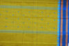 Picture of Olive Yellow and Sky Blue Checks Pure Kanchi Cotton saree withTemple and Rudraksh Border