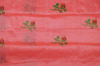 Picture of Melon Orange and Red Embroided Kota Doria Silk Cotton Saree