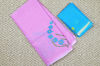 Picture of Baby Pink and Blue Embroided Kota Doria Silk Cotton Saree