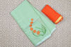 Picture of Mint and Orange Embroided Kota Doria Silk Cotton Saree