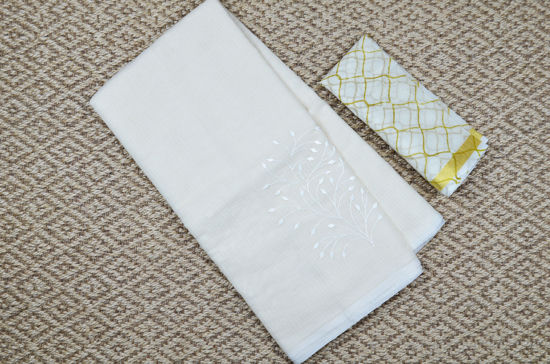 Picture of Ivory White Embroided Kota Doria Silk Cotton Saree