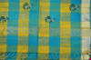 Picture of Sea Green and Yellow Checks Embroided Kota Doria Silk Cotton Saree with Zari Border