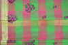 Picture of Parrot Green and Pink Checks Embroided Kota Doria Silk Cotton Saree with Zari Border
