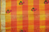 Picture of Peach and Yellow Checks Embroided Kota Doria Silk Cotton Saree with Zari Border