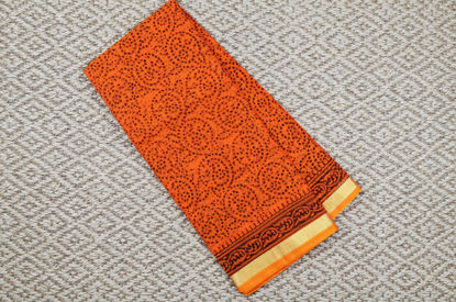 Picture of Orange Bandhani Print Kota Doria Silk Cotton Saree