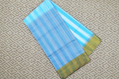 Picture of White and Blue Stripes Tissue Kota Silk Cotton Saree