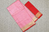 Picture of Peach and Maroon Plain Pure Linen Cotton Saree with Gold Border