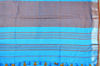Picture of Sky Blue and Orange Plain Pure Linen Cotton Saree with Silver Border