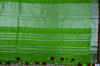 Picture of Green and Red Plain Pure Linen Cotton Saree with Silver Border