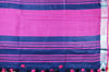 Picture of Navy Blue and Pink Plain Pure Linen Cotton Saree with Silver Border