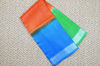 Picture of "Green, Brick Red and Blue Pure Linen Cotton Saree with Silver Border"
