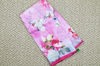 Picture of Baby Pink Floral Digital Print Pure Linen Cotton Saree with Silver Border