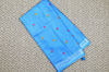 Picture of Denim Blue Floral Embroidery Linen Cotton Saree with Silver Border