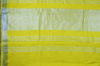 Picture of Lemon Yellow Floral Embroidery Linen Cotton Saree with Silver Border