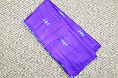 Picture of Lavender and Grey Embroidery Work Katan Silk Saree