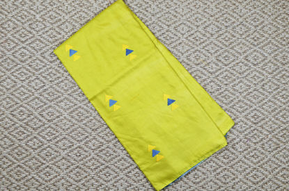 Picture of Olive Yellow and Sweet Grey Embroidery Work Katan Silk Saree