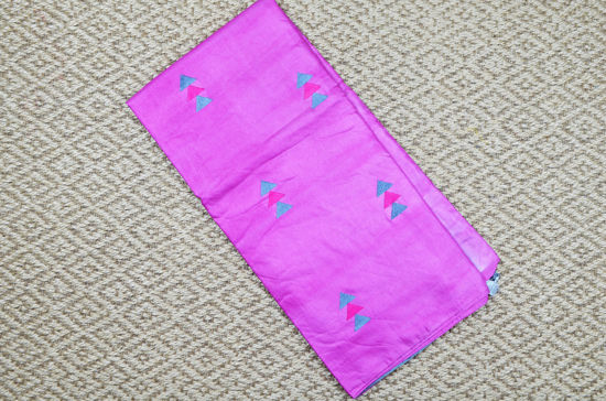 Picture of Pink and Grey Embroidery Work Katan Silk Saree
