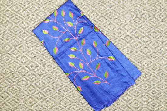 Picture of Greyish Blue Allover Embroidery Work Katan Silk Saree