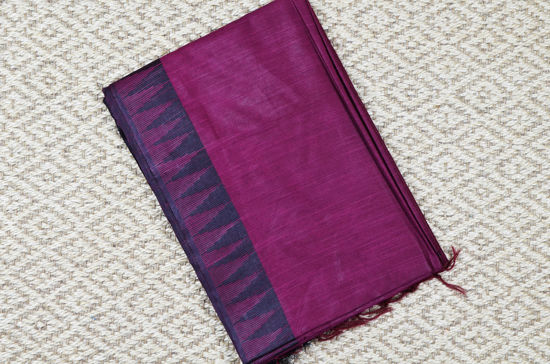 Picture of Oion Pink and Black Bhagalpuri Silk Saree with Temple Border