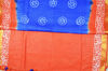 Picture of Navy Blue and Orange Batik Print Bhagalpuri Silk Saree