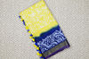 Picture of Yellow and Navy Blue Batik Print Bhagalpuri Silk Saree