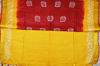 Picture of Red and Mustard Yellow Batik Print Bhagalpuri Silk Saree