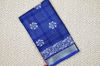 Picture of Navy Blue and Pink Checks Batik Print Bhagalpuri Silk Saree