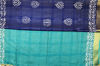 Picture of Navy Blue and Peacock Green Checks Batik Print Bhagalpuri Silk Saree