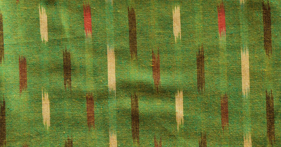Picture of Olive Green and Multi Colour Ikkat Cotton Fabric