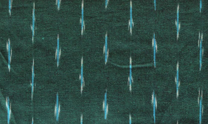 Picture of "Dark Green, White and Sky Blue Ikkat Cotton Fabric"