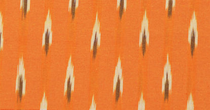 Picture of "Orange, Ivory White and Kakhi Ikkat Cotton Fabric"