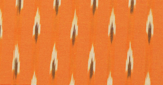 Picture of "Orange, Ivory White and Kakhi Ikkat Cotton Fabric"