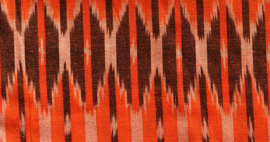 Picture of "Orange, Brown and White Ikkat Cotton Fabric"