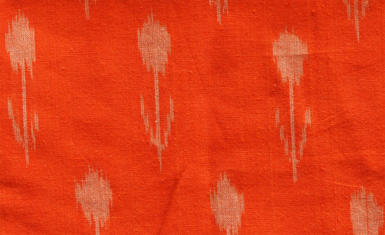 Picture of Orange and White Ikkat Cotton Fabric