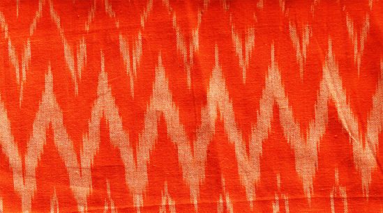 Picture of Orange and White Ikkat Cotton Fabric