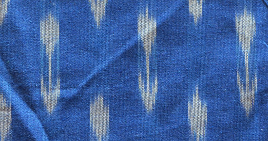 Picture of Royal Blue and White Ikkat Cotton Fabric