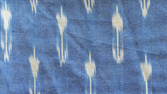 Picture of Denim Blue and White Ikkat Cotton Fabric