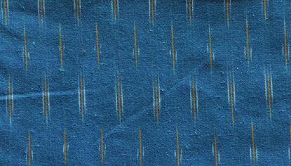 Picture of "Denim Blue, White and Orange Ikkat Cotton Fabric"