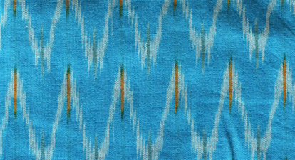 Picture of Sky Blue and Multi Colour Ikkat Cotton Fabric