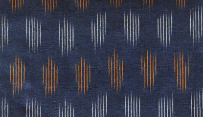Picture of "Navy Blue, White and Yellow Ikkat Cotton Fabric"