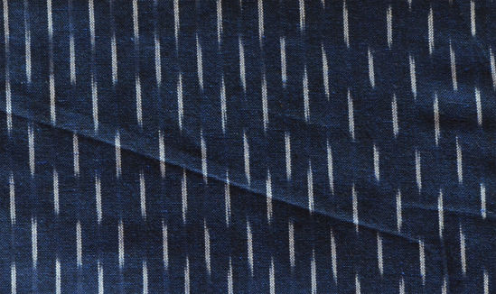 Picture of Navy Blue and White Ikkat Cotton Fabric